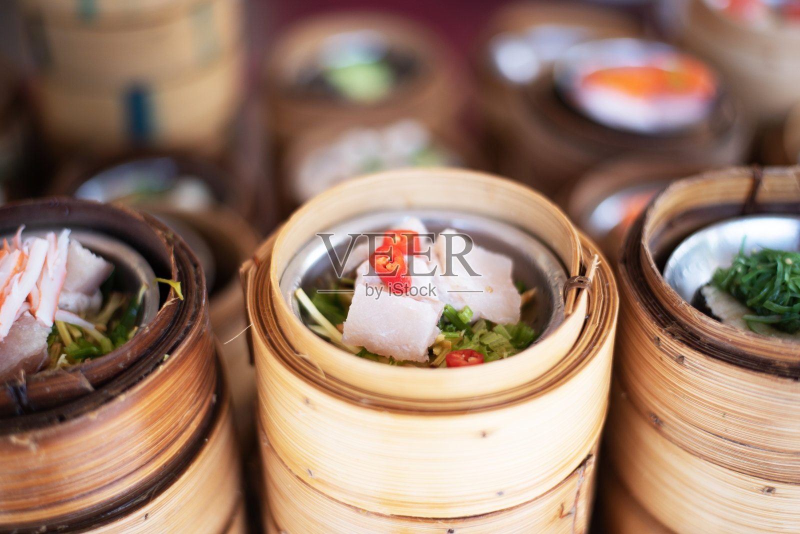 美味茶，竹蒸点心，中国菜照片摄影图片