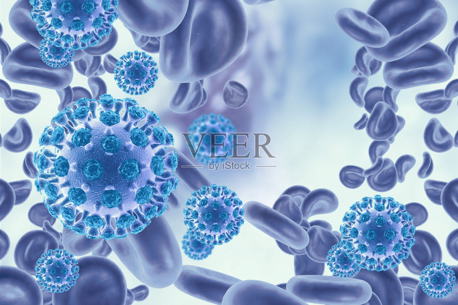 病毒感染的血细胞照片摄影图片