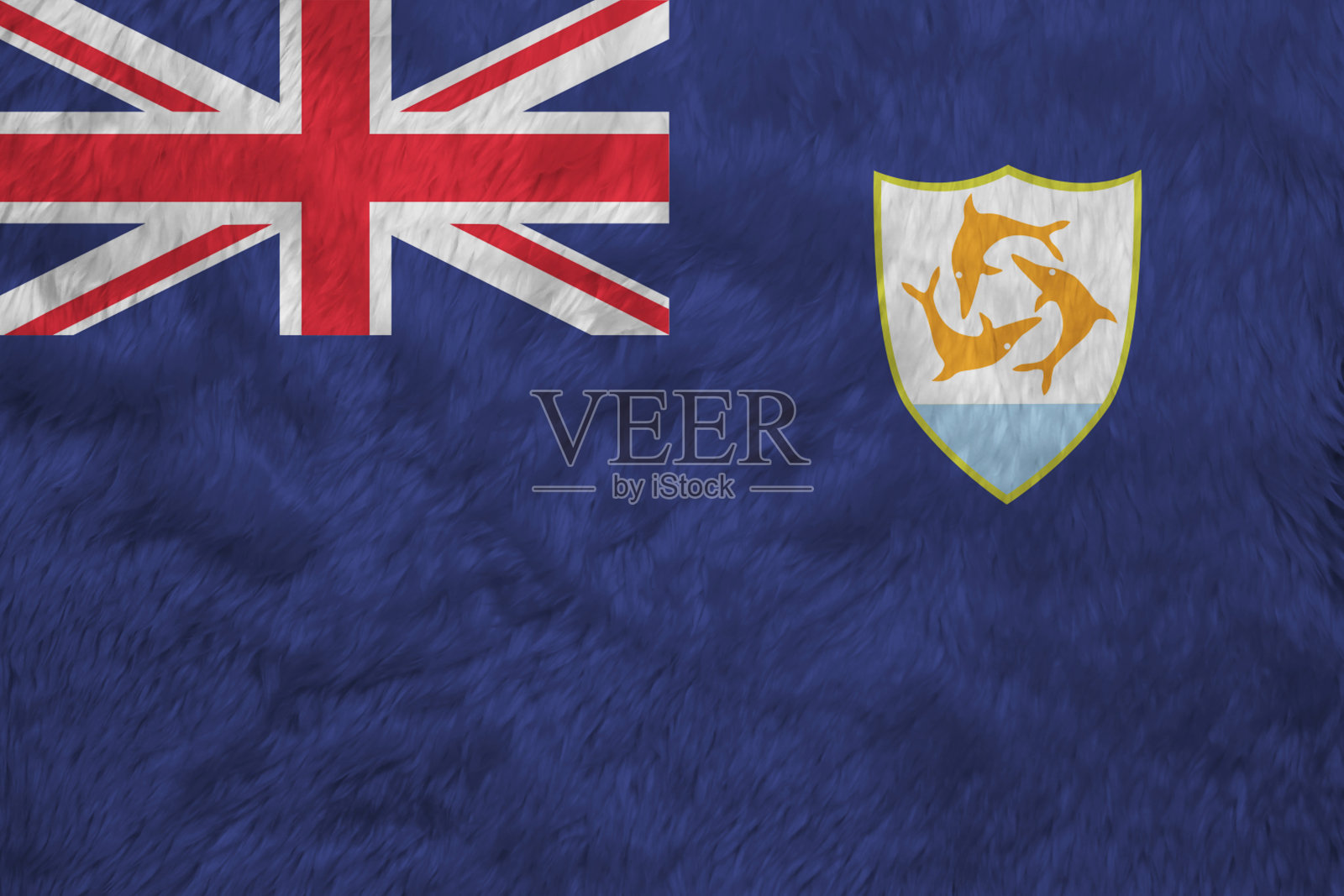 毛巾织物图案的安圭拉旗，皱褶的安圭拉旗背景。照片摄影图片