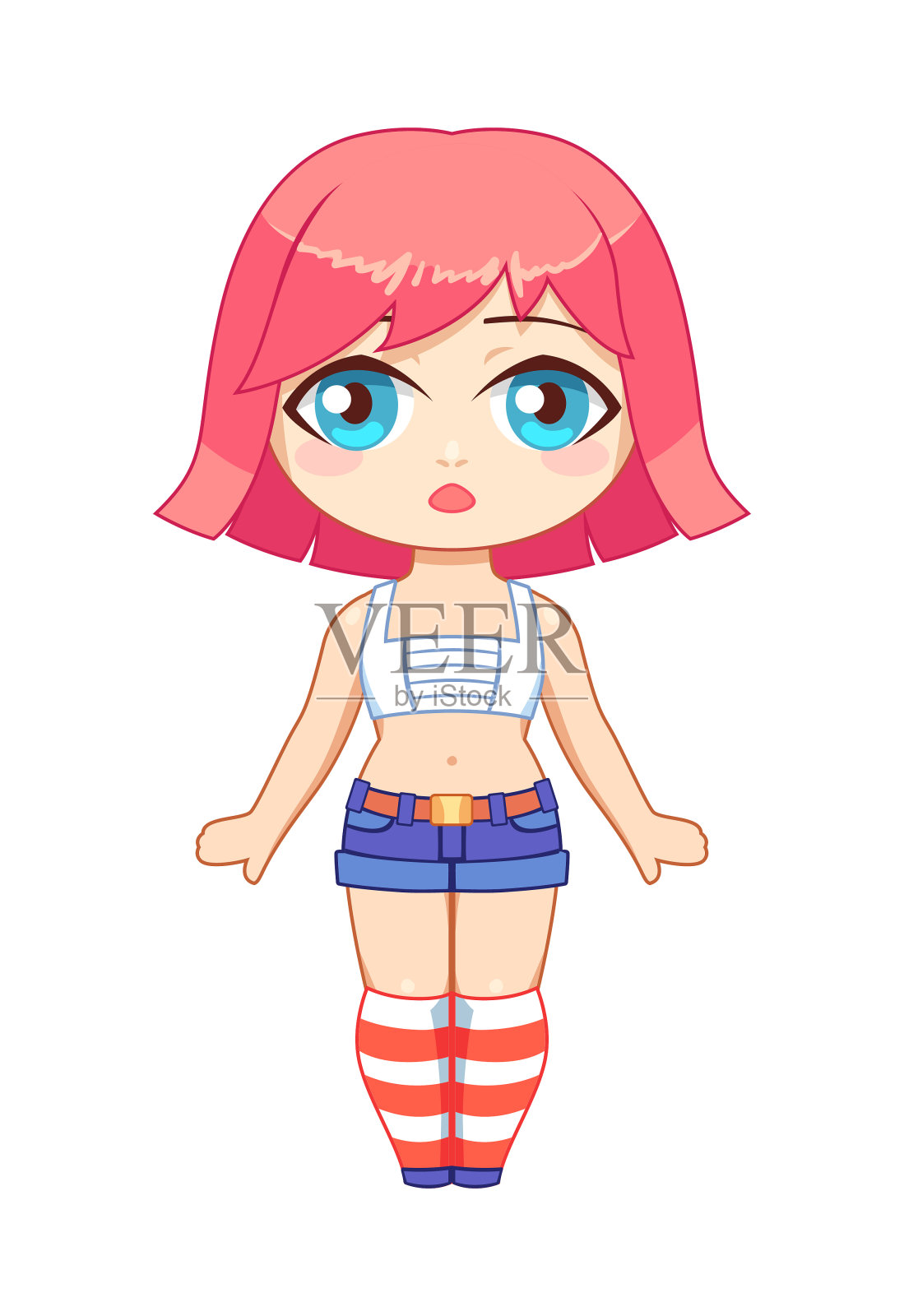 可爱小女孩向量。设计元素图片