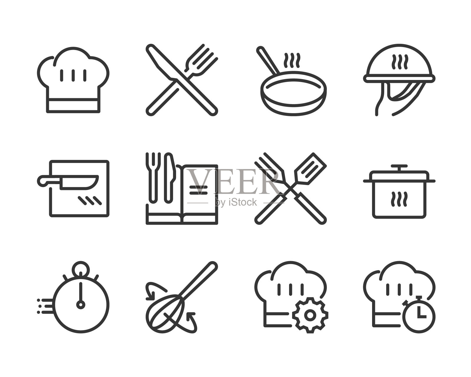 烹饪图标加粗线设置图标素材