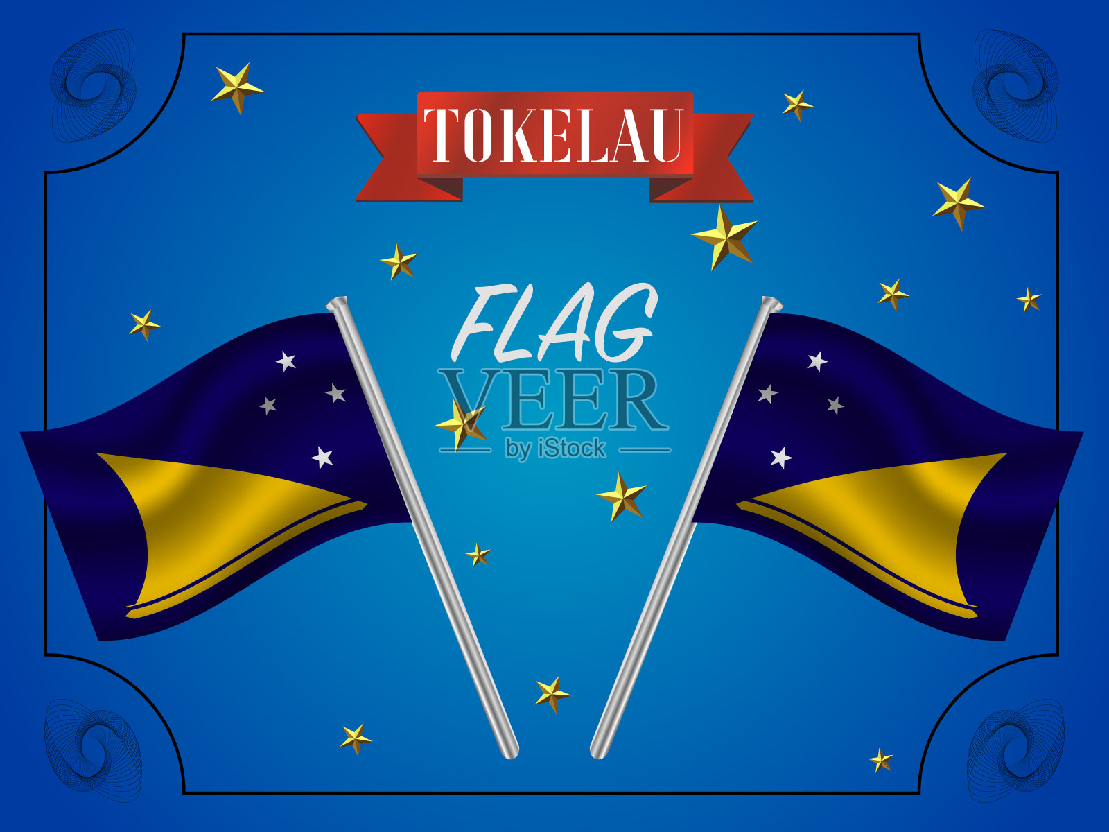 庆祝大洋洲托克劳岛国旗日的节日。原始颜色和比例。简单的矢量插图，从国家设置。设计元素图片