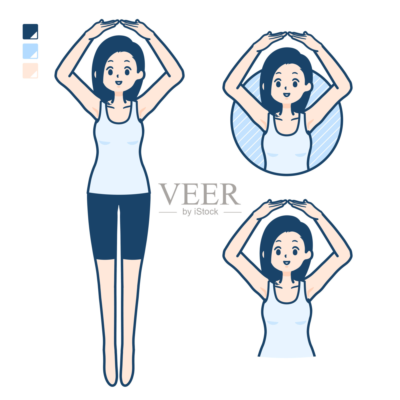 简单的背心女士圈与手臂插画图片素材