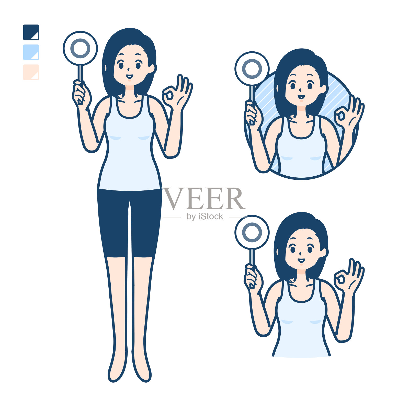 简单的背心女性圆面板插画图片素材