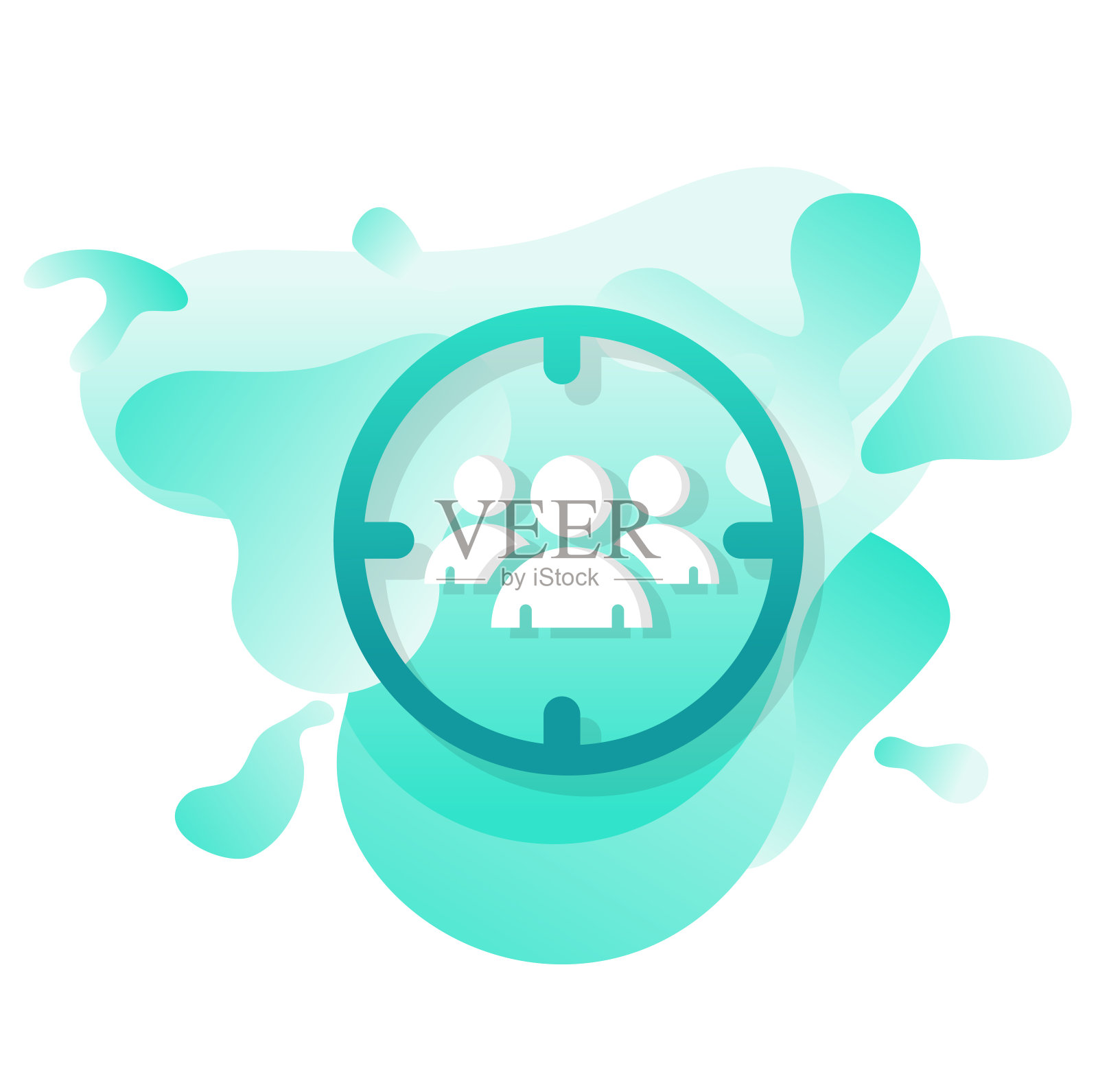 焦点组图标平面与流体形状背景矢量设计。插画图片素材