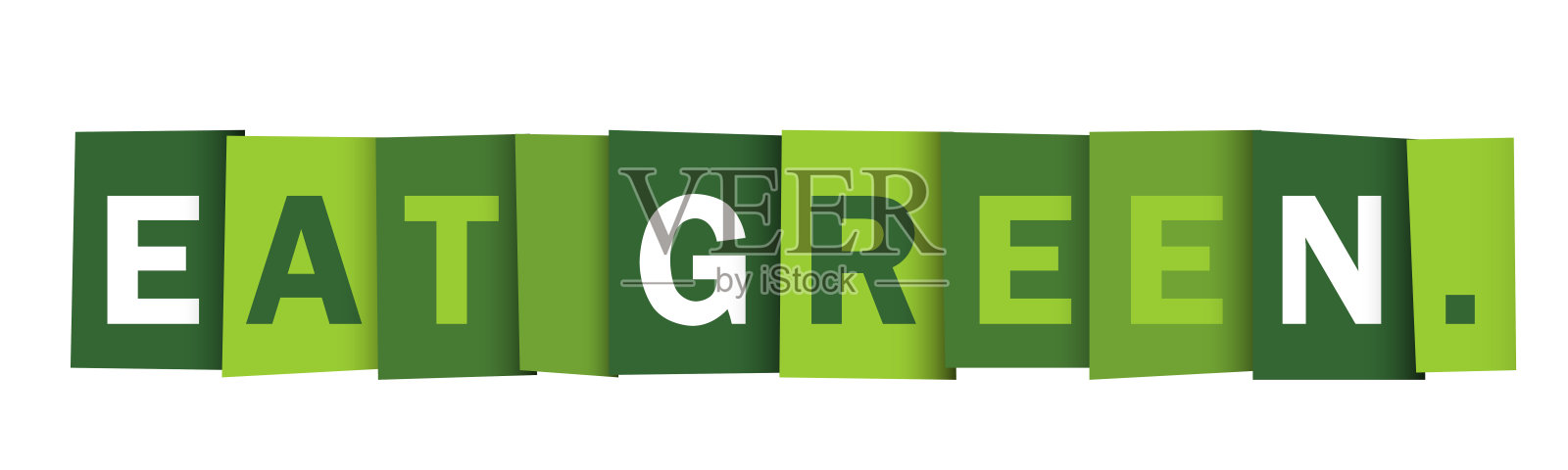 吃绿色的。矢量字体横幅插画图片素材