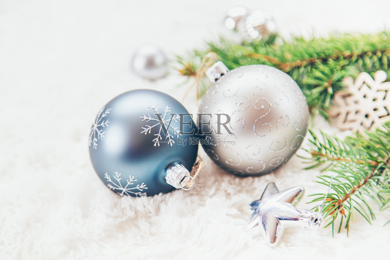 圣诞装饰，新年装饰。有选择性的重点。照片摄影图片