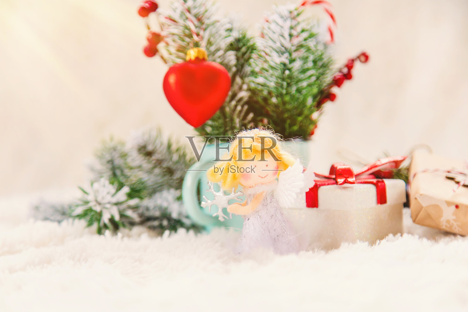 圣诞装饰，新年装饰。有选择性的重点。照片摄影图片