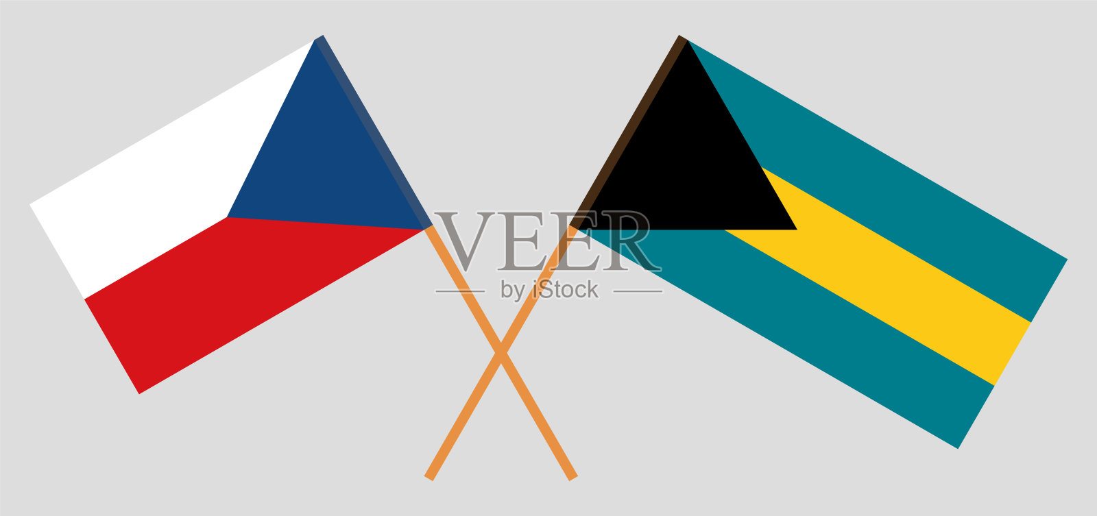 巴哈马和捷克共和国。巴哈马和捷克国旗交叉设计元素图片