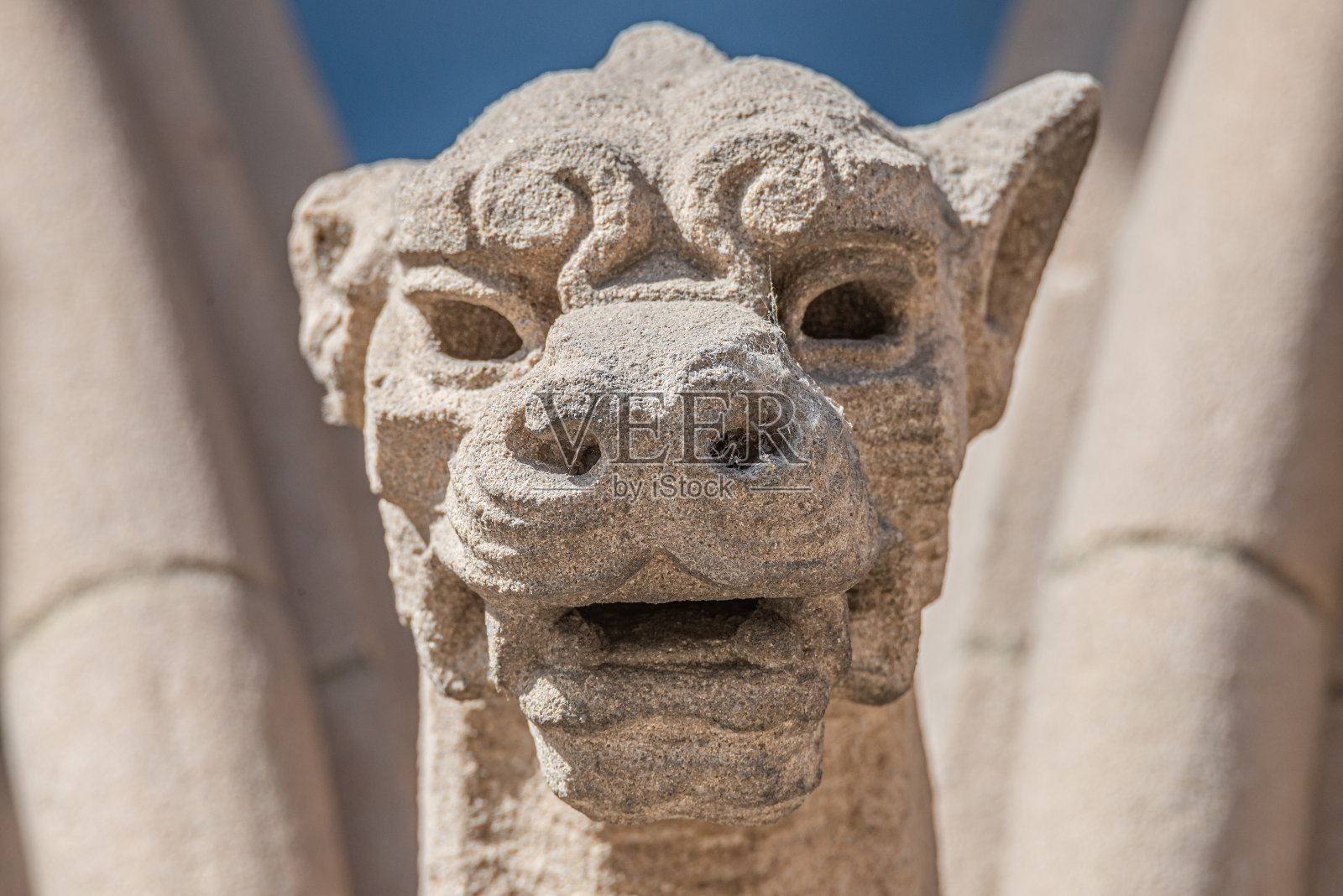 德国马格德堡正义宫正立面上的吓人的龙的老墙上人物照片摄影图片