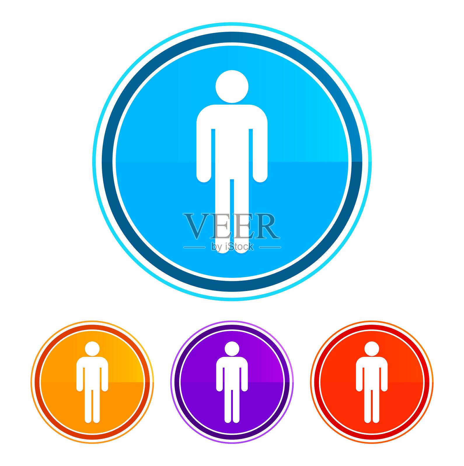 男子图标平面设计圆形按钮设置插图设计图标素材