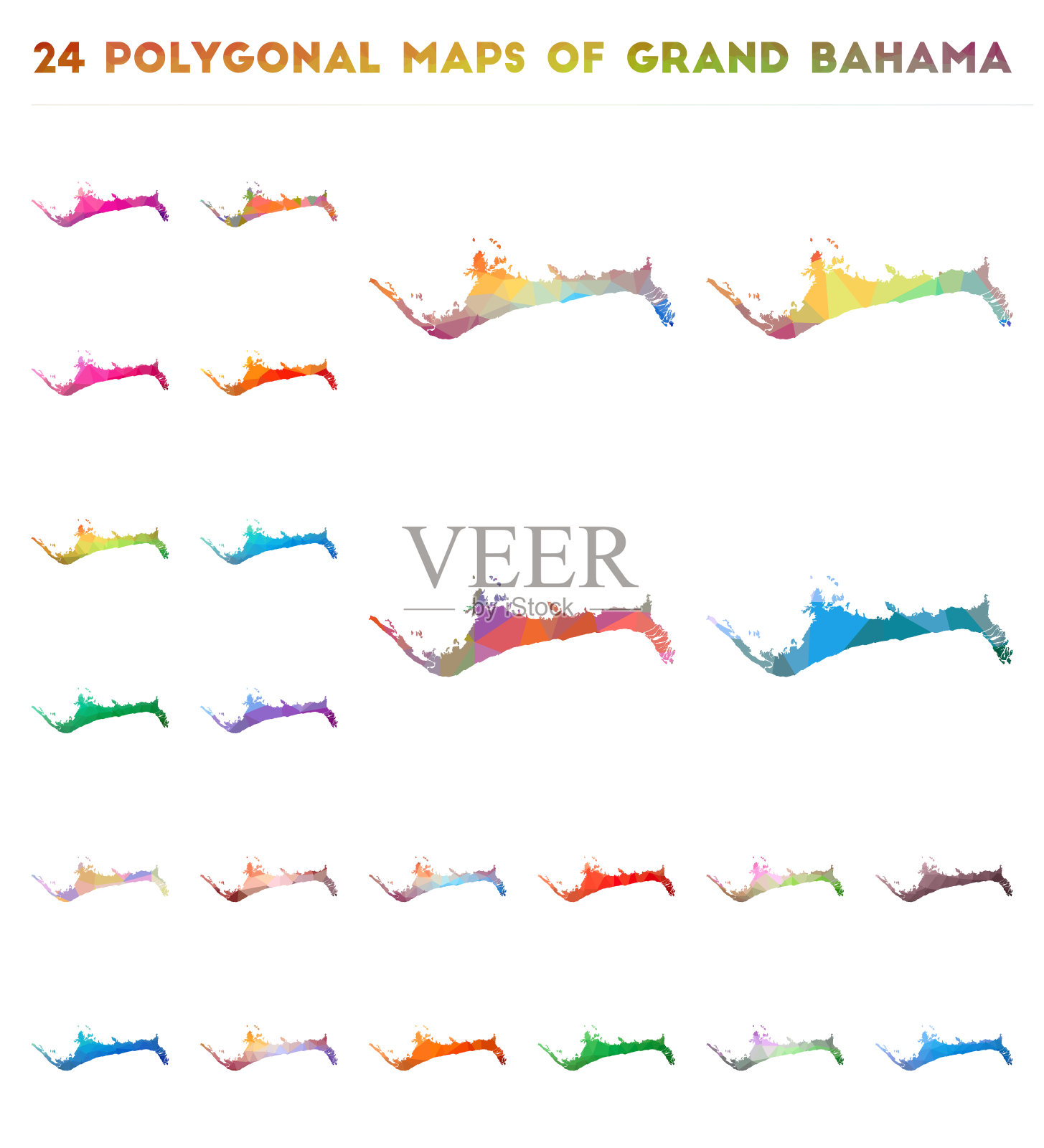 大巴哈马的向量多边形映射集。插画图片素材