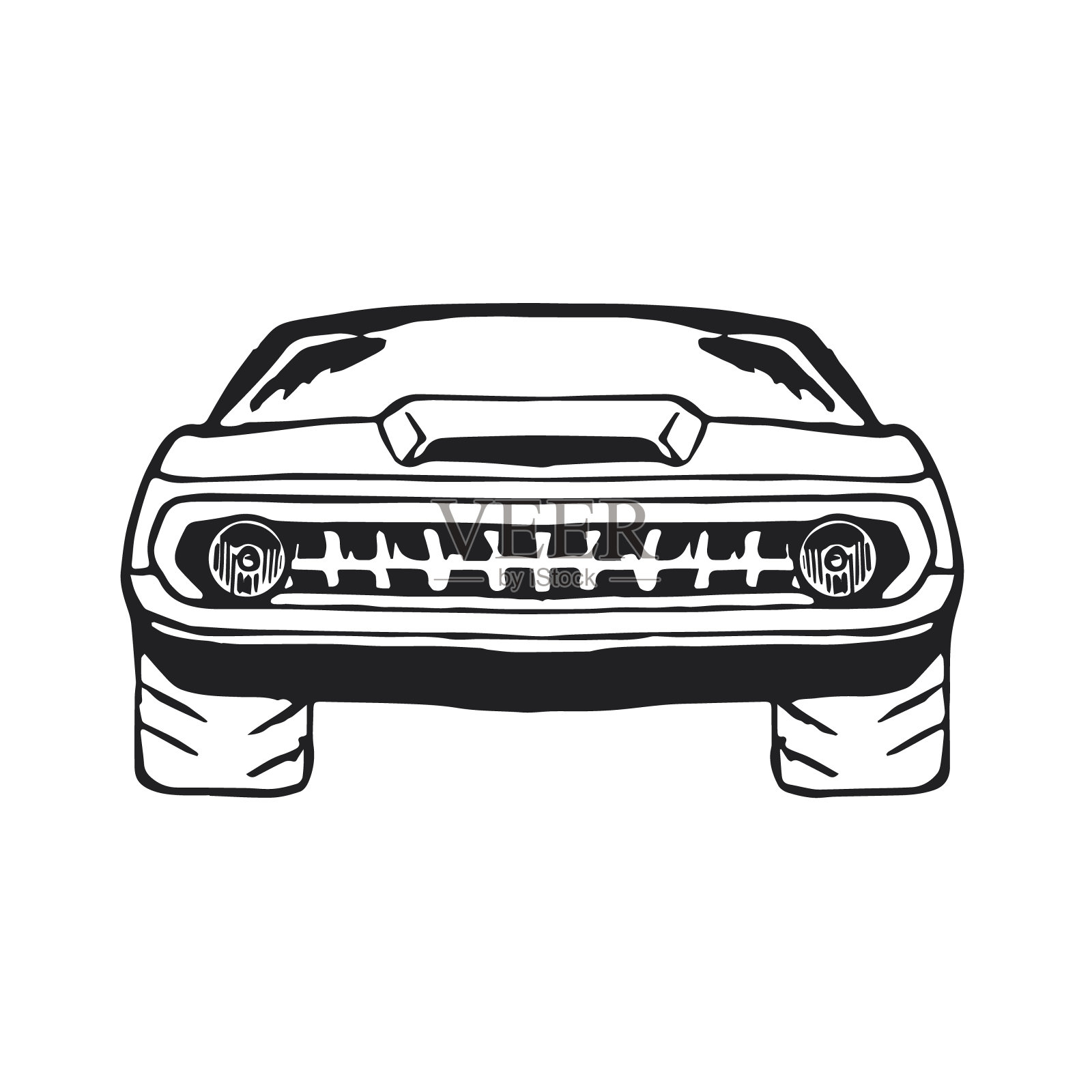 肌肉车手画在白色。向量插画图片素材