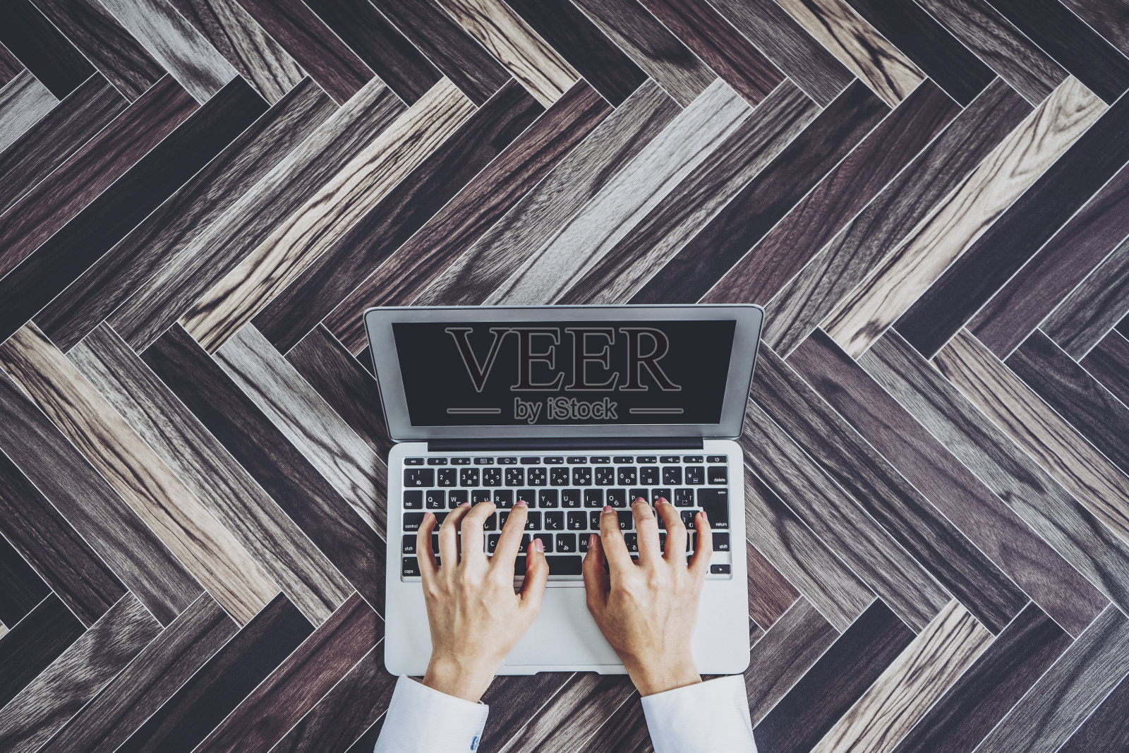 用个人电脑工作的女商人照片摄影图片