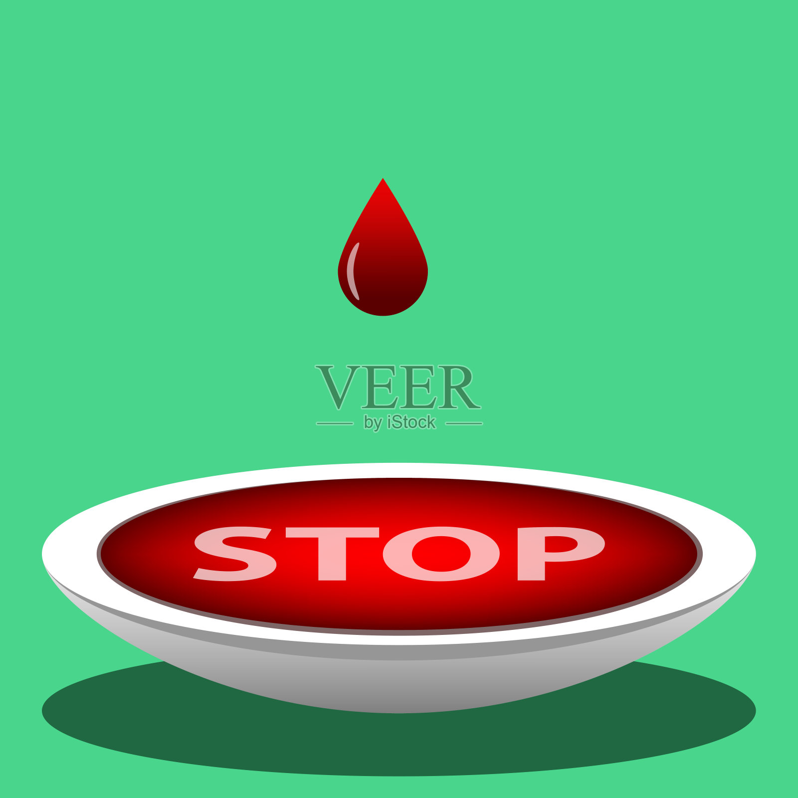 文字停止内的一个盘子与血液滴下降股票-插图插画图片素材