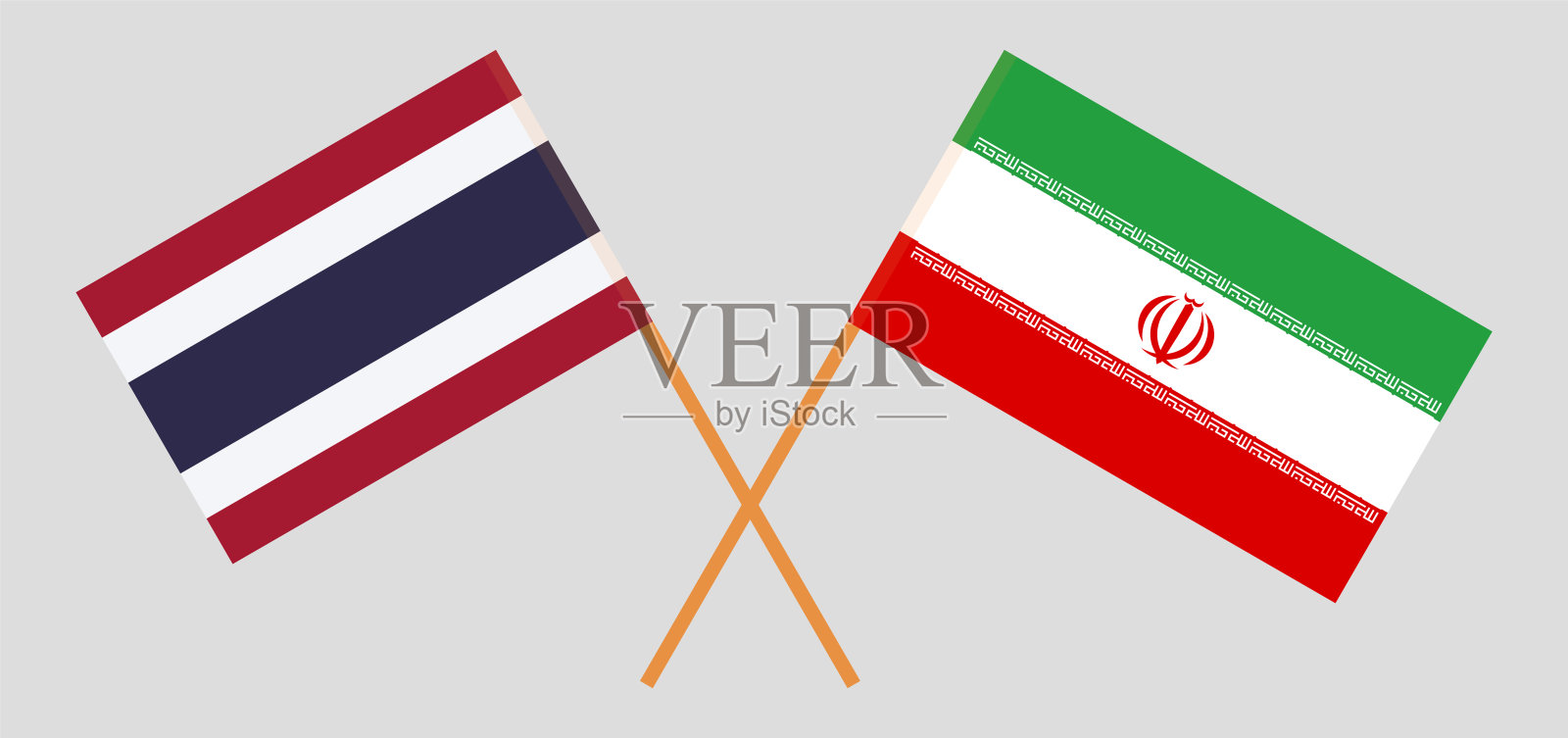 泰国和伊朗。越过泰国和伊朗国旗插画图片素材