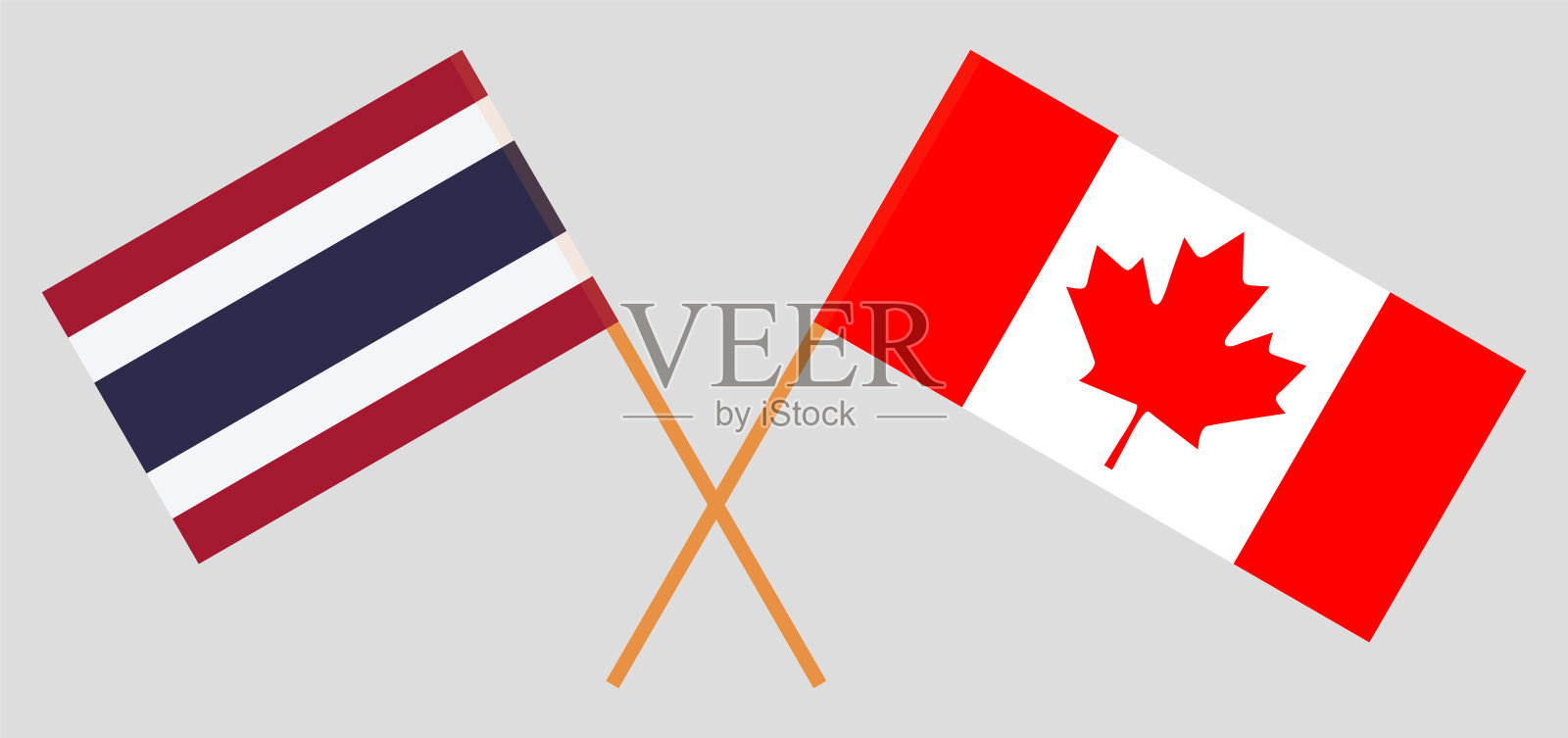 泰国和加拿大。越过泰国和加拿大国旗插画图片素材
