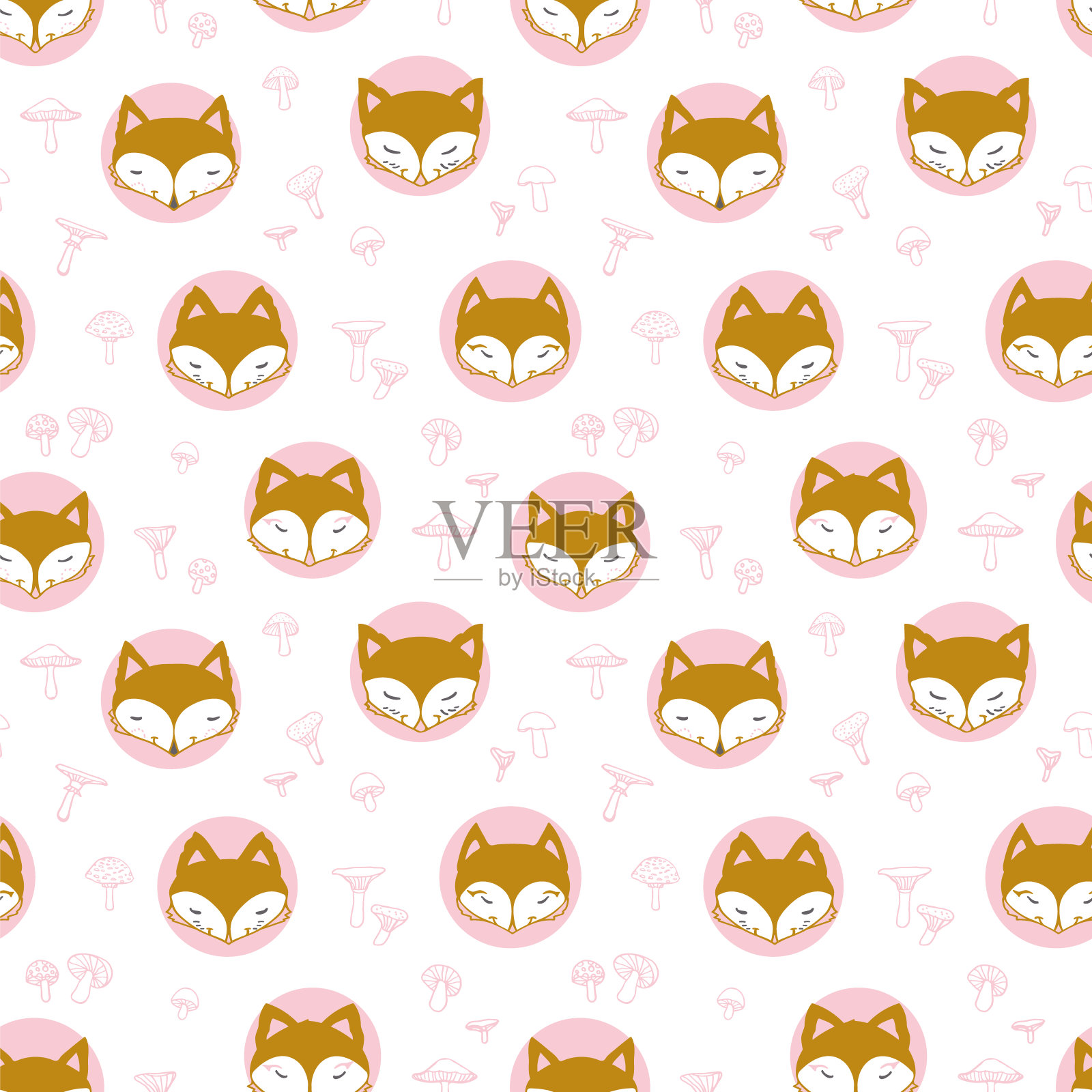 可爱的狐狸无缝手绘图案插画图片素材