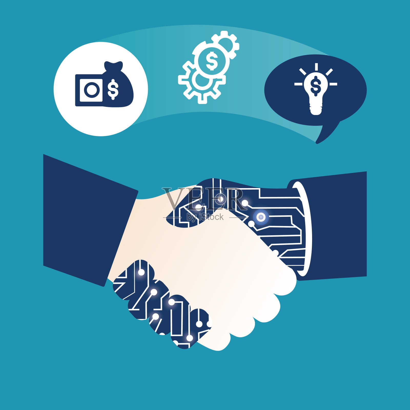 人工智能，人与机器人协议向量插画图片素材