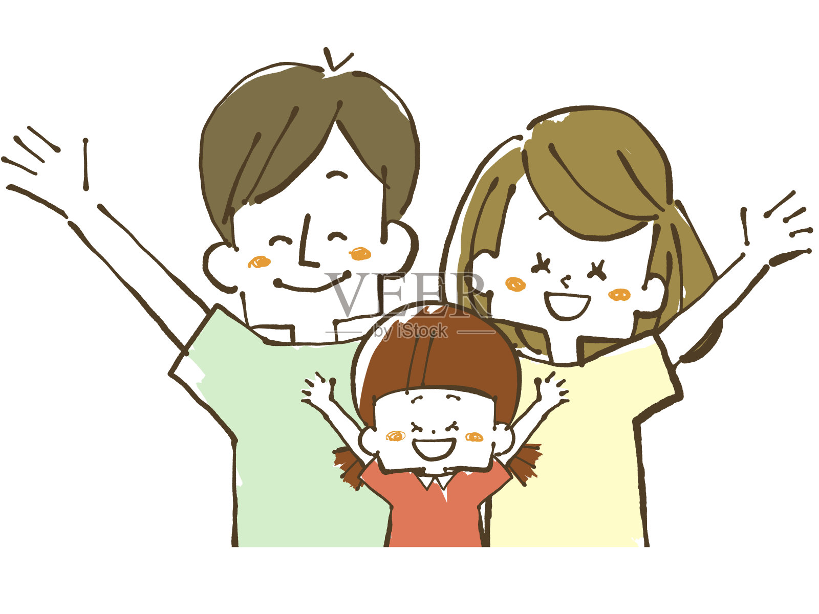 父母和孩子，父亲，母亲和女儿插画图片素材