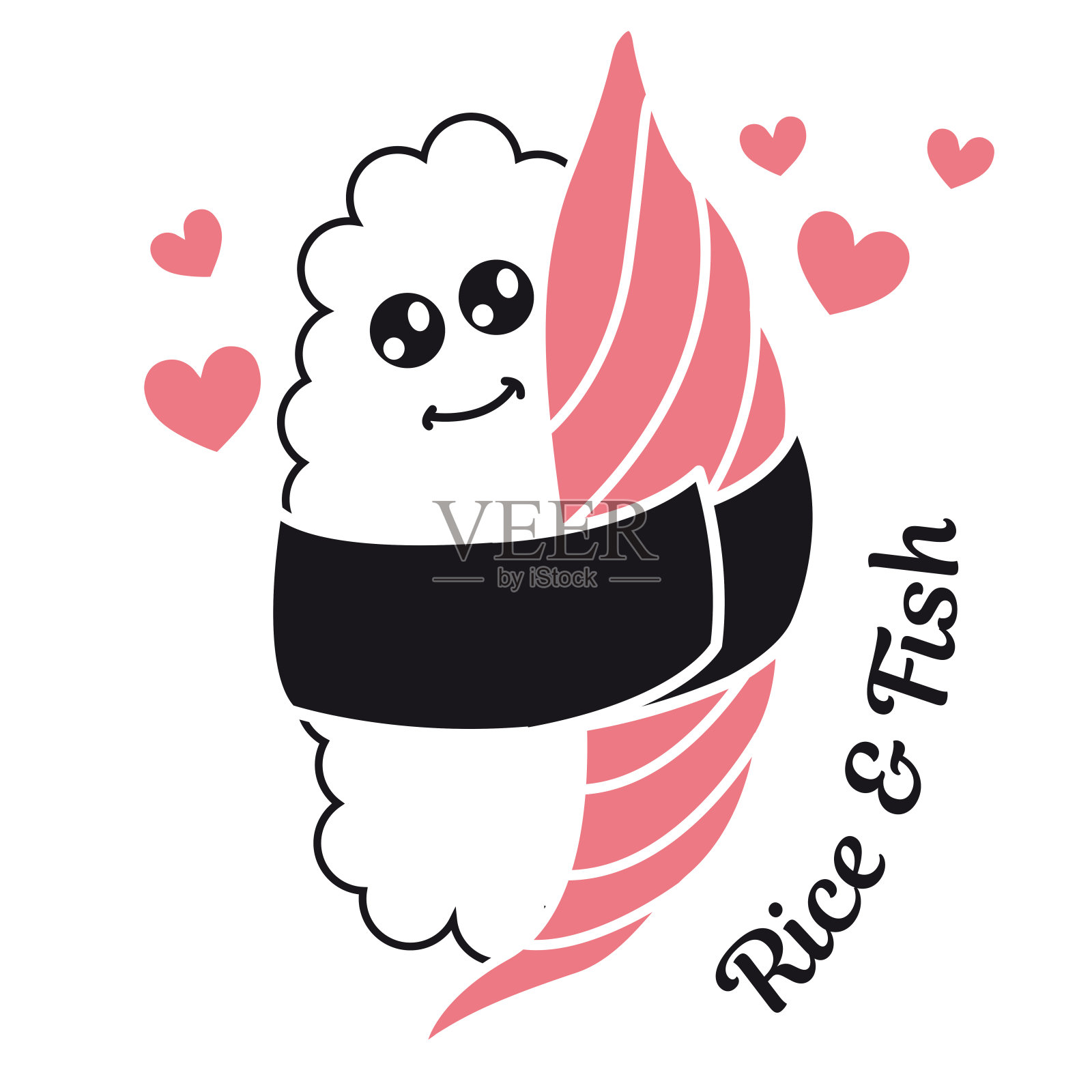 米饭拥抱鱼设计元素图片