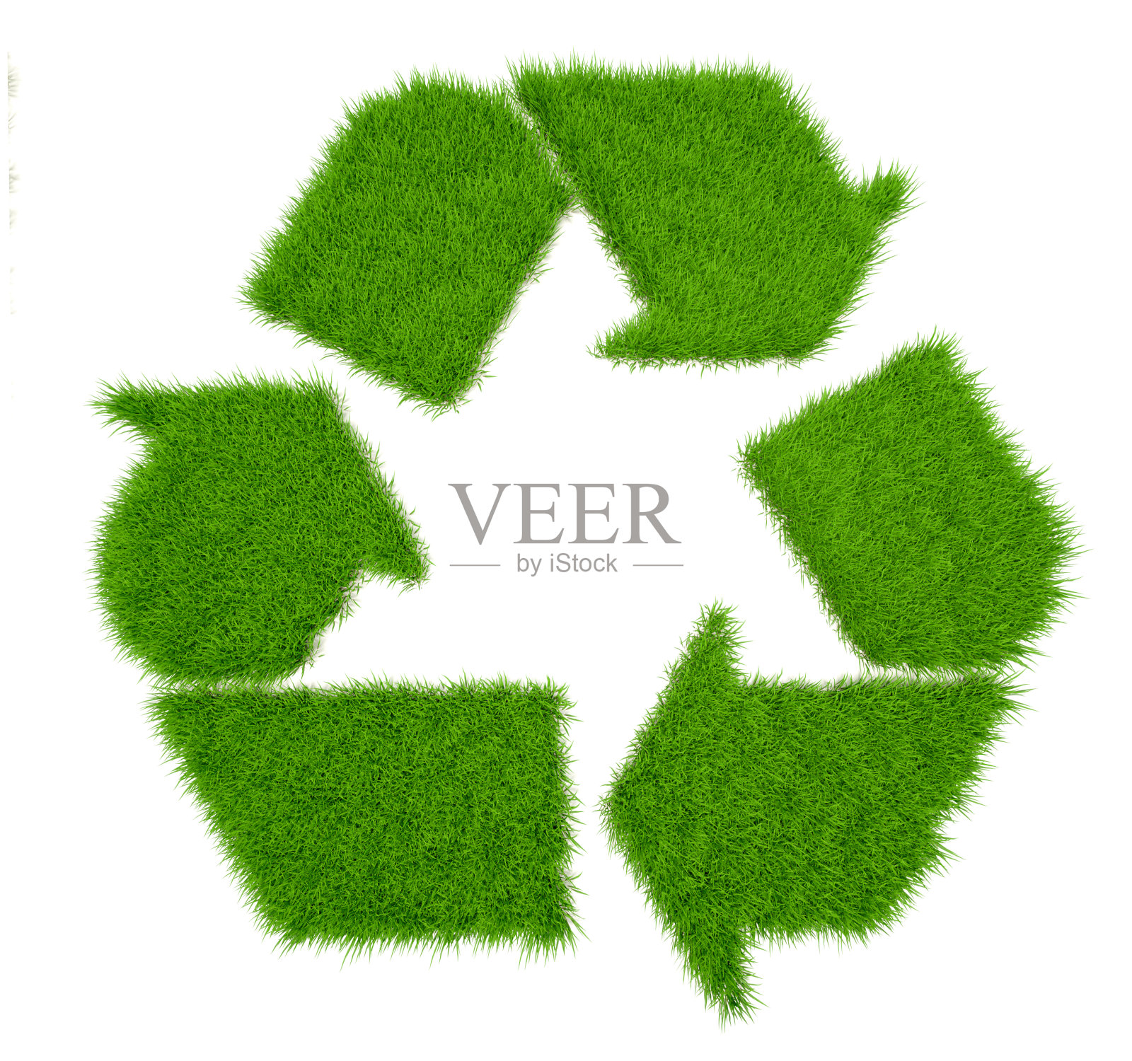 绿色草制成的回收标志照片摄影图片