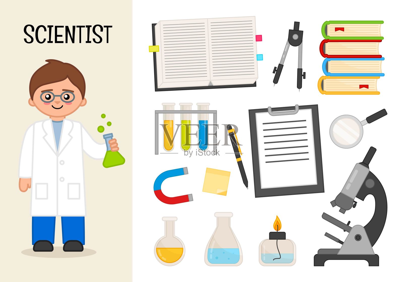 矢量字符的科学家插画图片素材