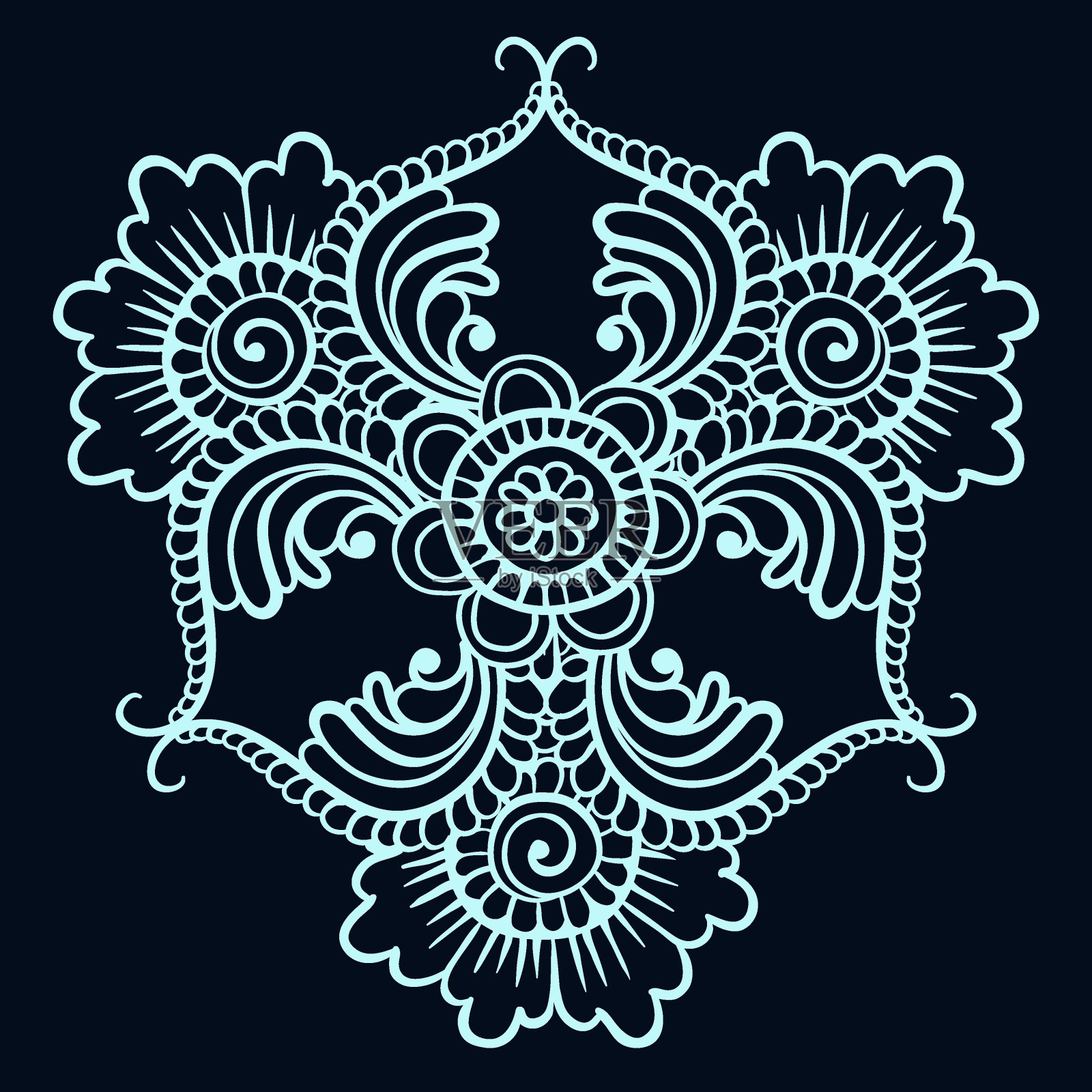 花卉无缝模式。矢量涂鸦背景用花，叶。印度装饰品，指甲花风格。丰富多彩的东方设计。向量模式在mendi风格。佩斯利。插画图片素材