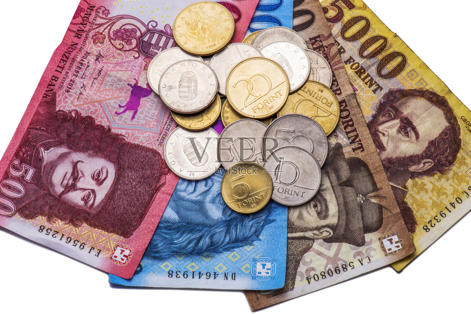不同种类的匈牙利纸币照片摄影图片