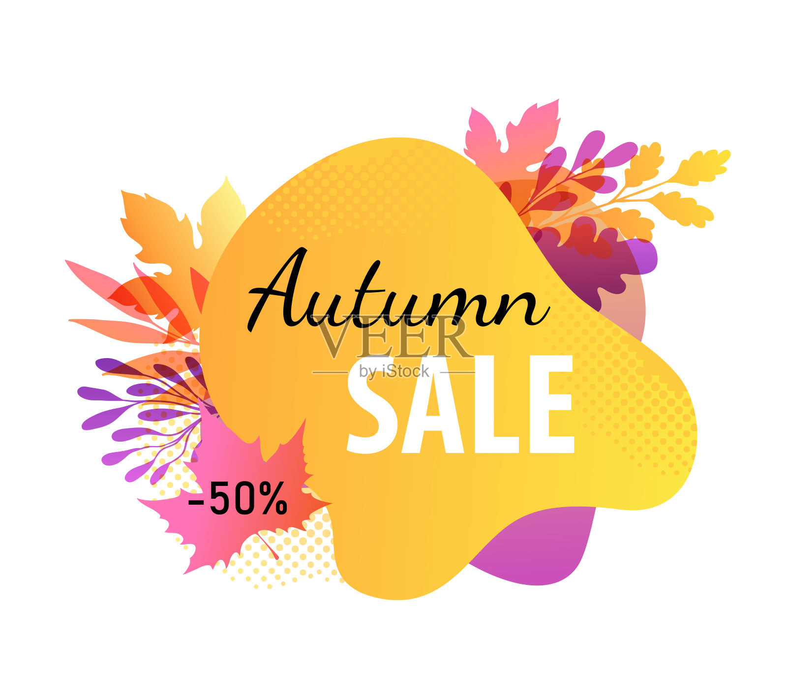 橙色的秋天横幅季节性销售。设计元素图片