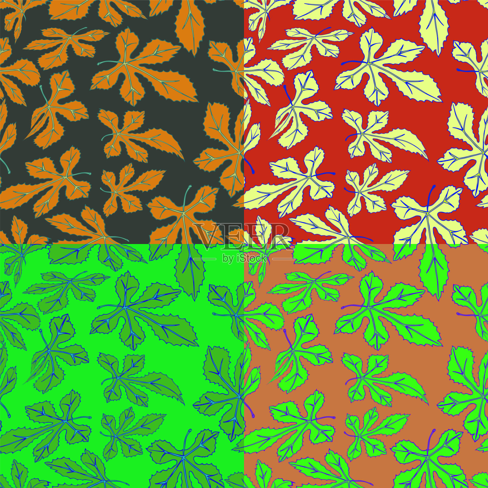 无缝向量花型插画图片素材