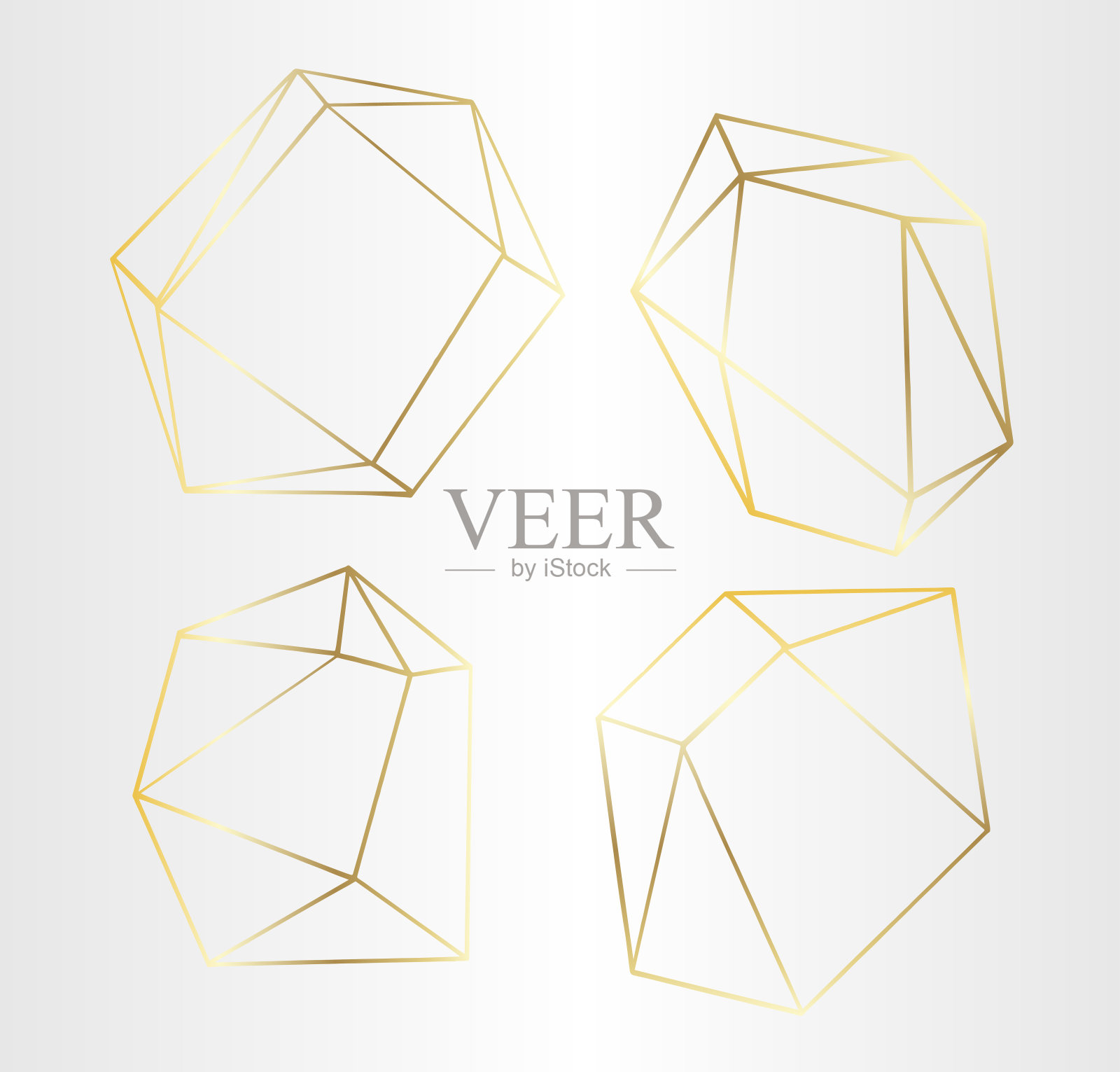 向量豪华金色水晶形状。孤立的插画元素。孤立的插画元素。插画图片素材