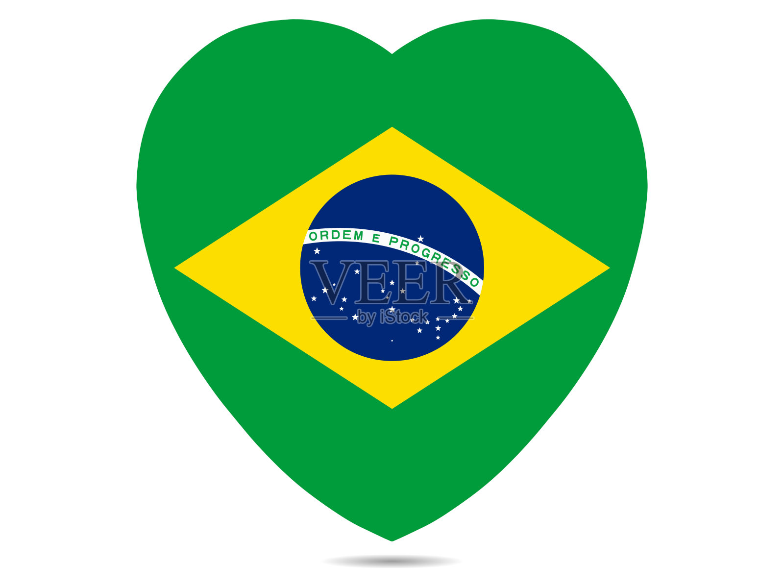 巴西国旗在心脏形状矢量插图eps 10插画图片素材