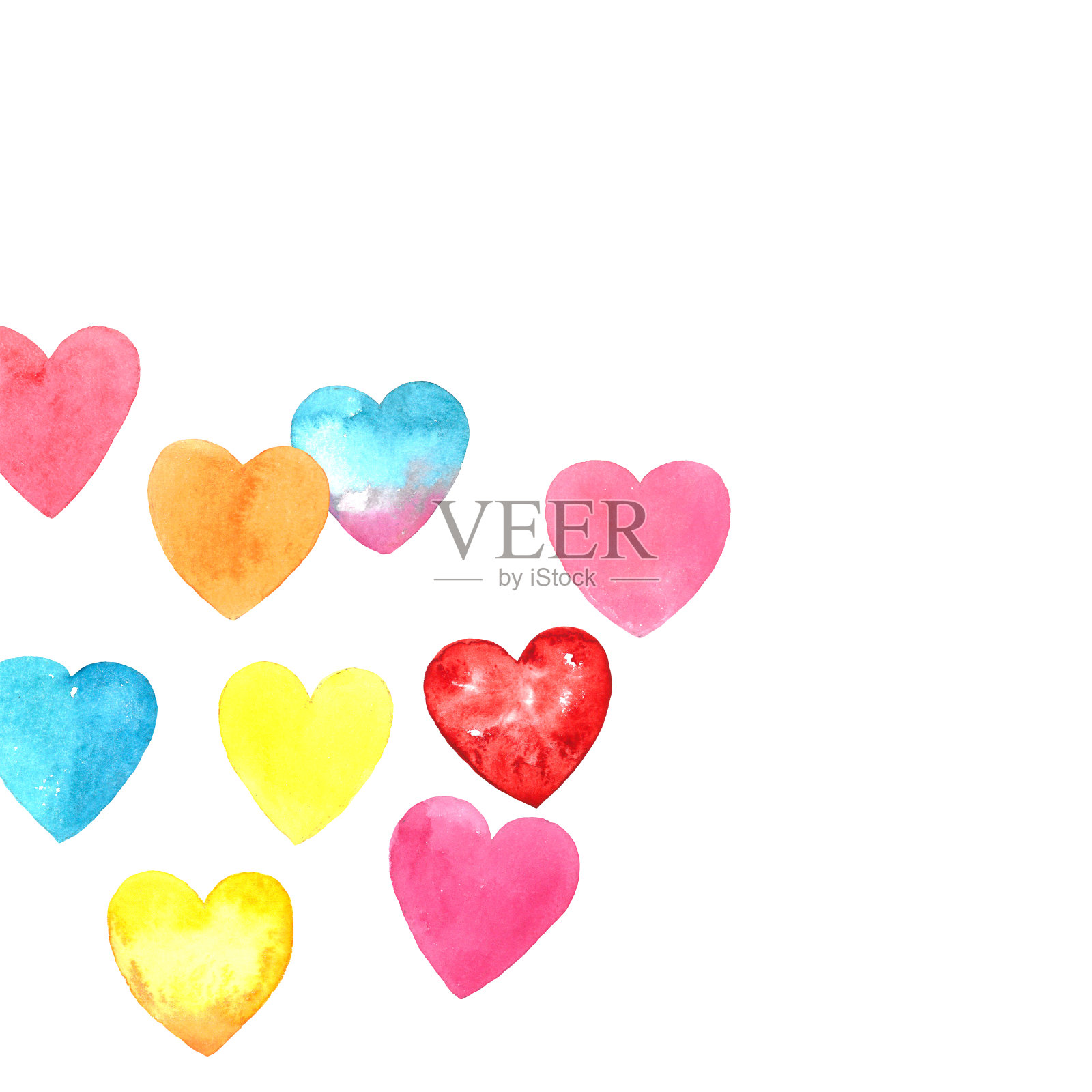 明亮的色彩斑斓的心插画图片素材