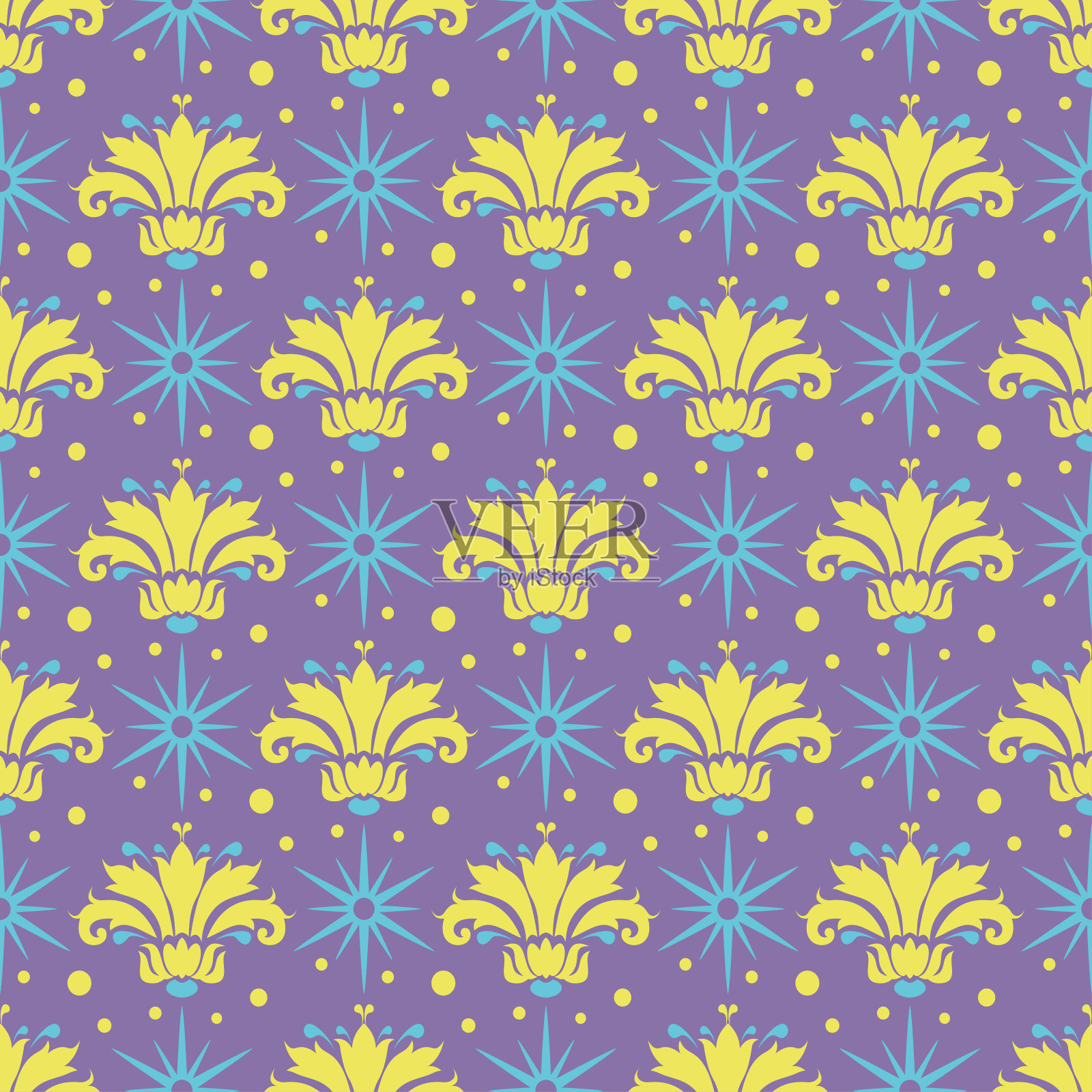 无缝的复古风格。背景墙纸与花卉图案插画图片素材