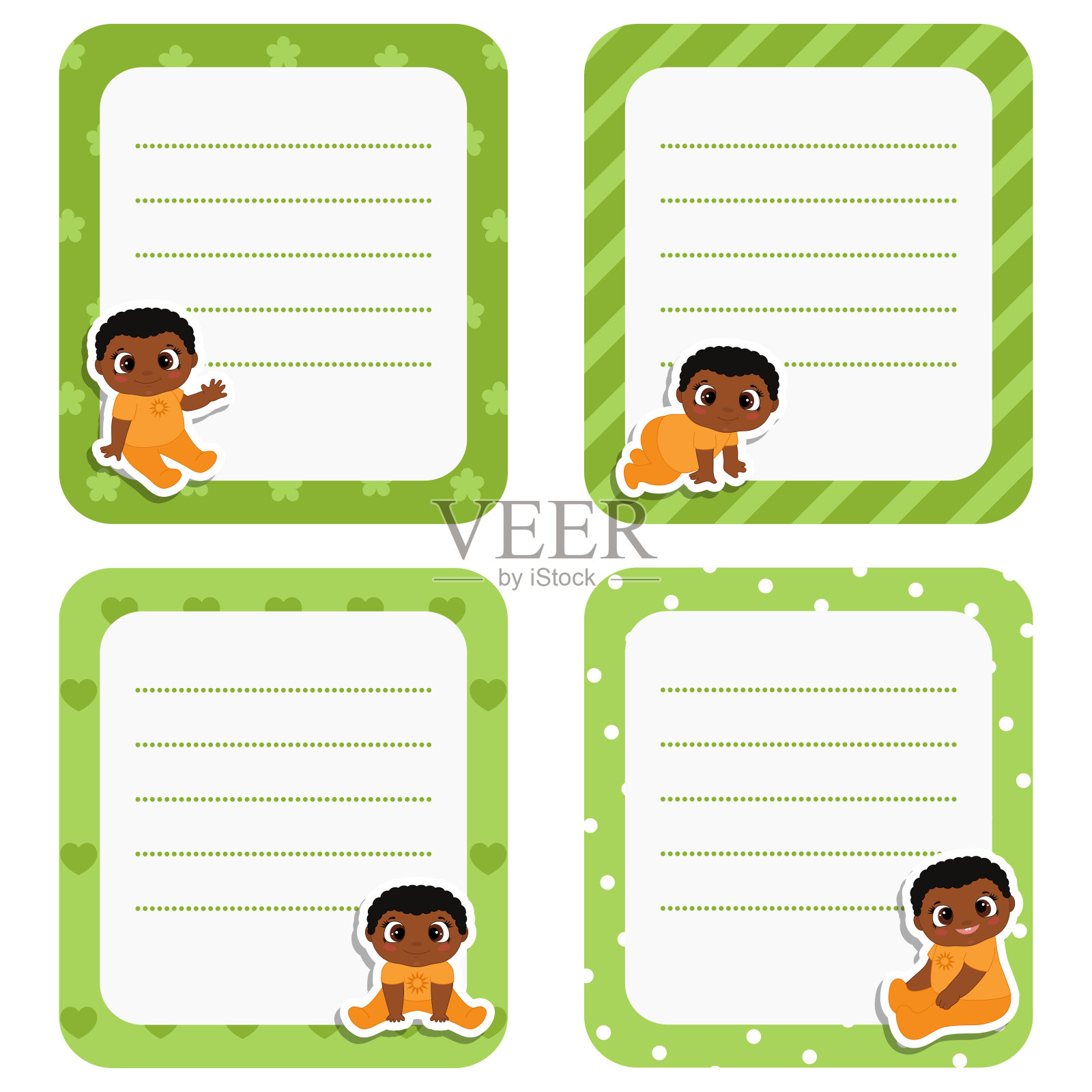 一套可爱的创意卡片插画图片素材