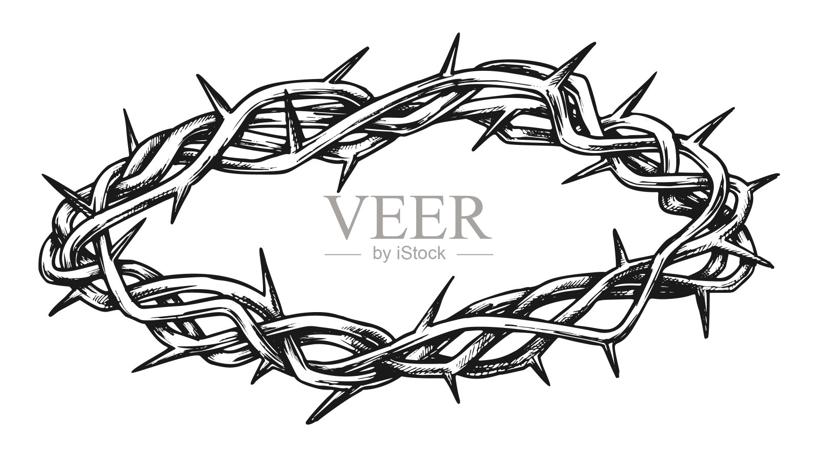 荆棘王冠宗教符号手绘矢量插画图片素材