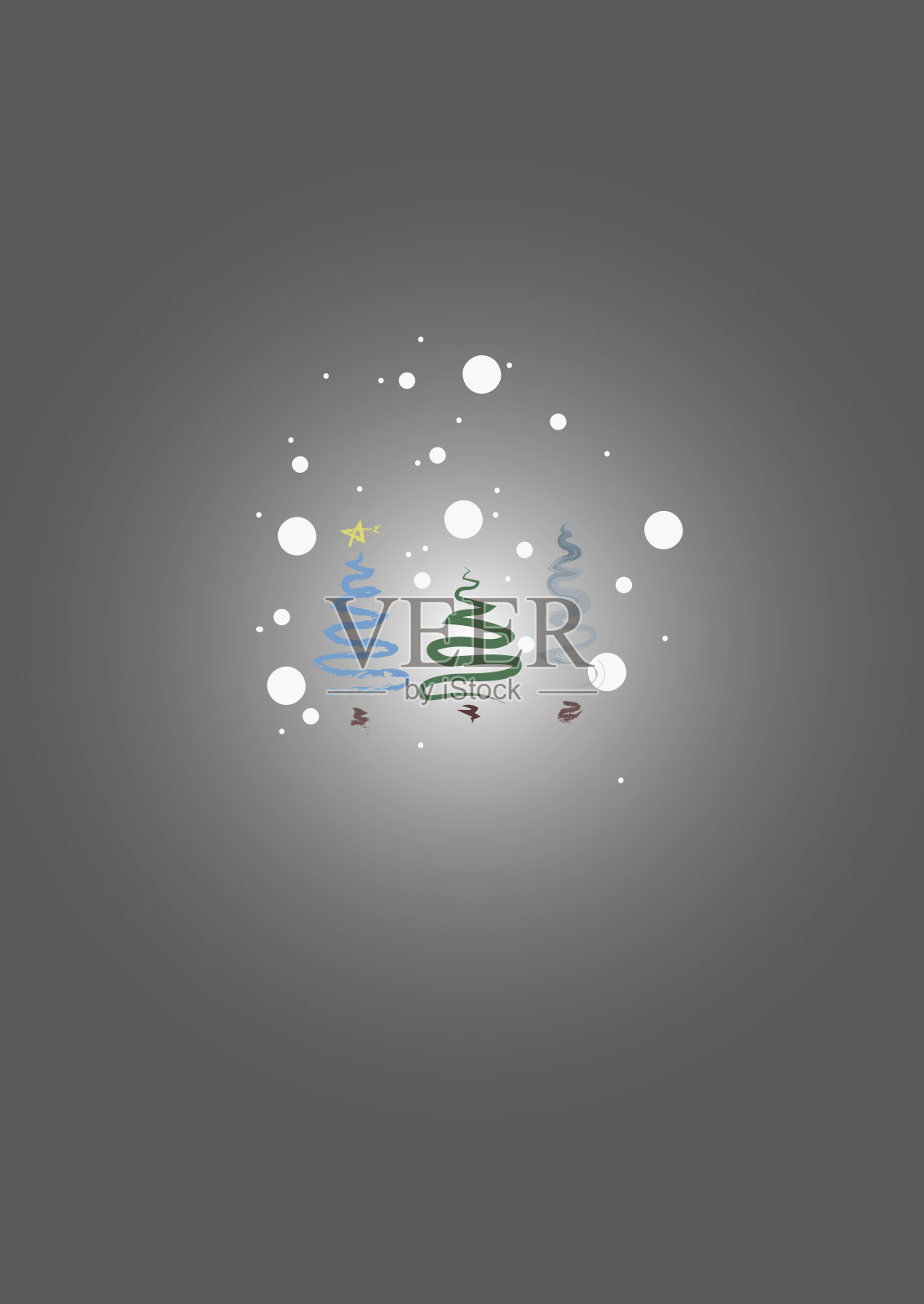 圣诞常青树贺卡在灰色梯度的背景插画图片素材