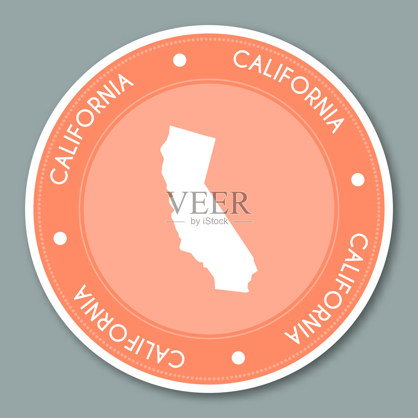加州标签平贴设计。插画图片素材
