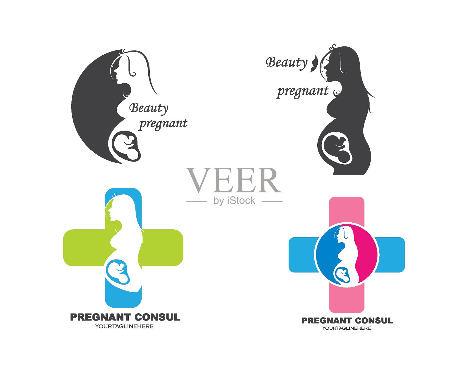 美女孕妇矢量图标插画图片素材