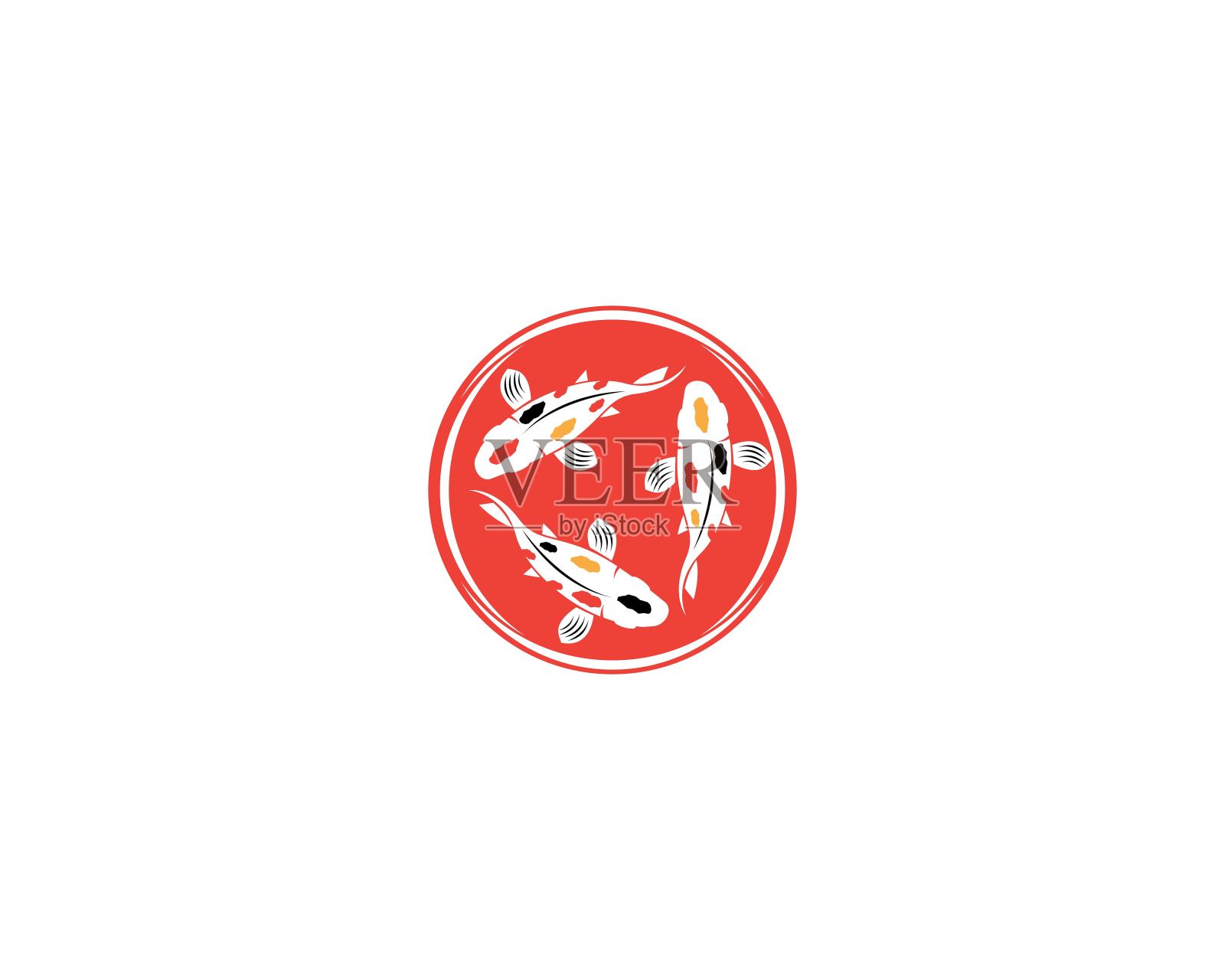 锦鲤鱼图标矢量插图插画图片素材