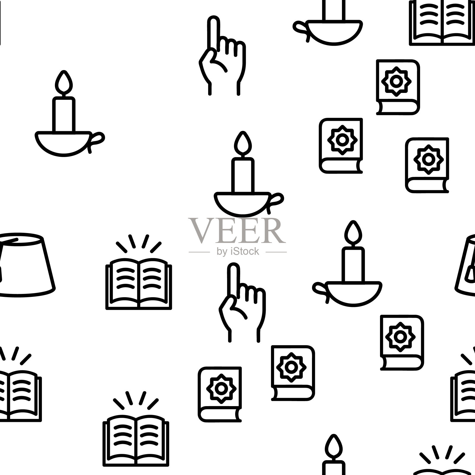 伊斯兰宗教阿拉伯矢量无缝模式插画图片素材