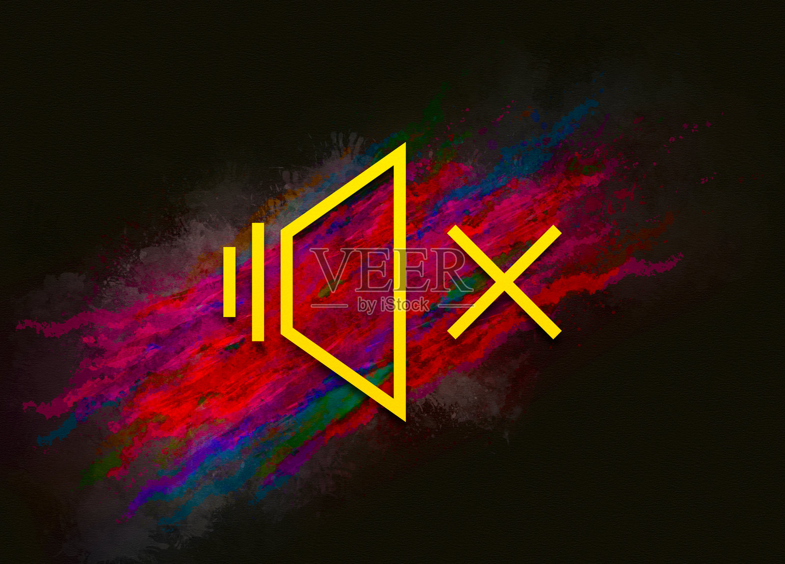 静音扬声器图标彩色油漆抽象背景笔刷笔画插图设计插画图片素材