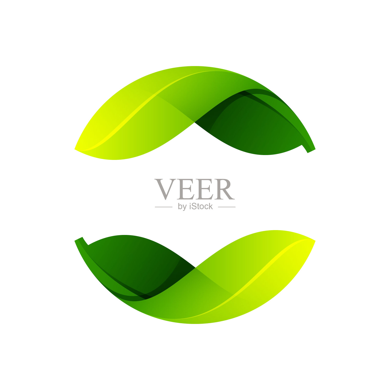 由扭曲的绿叶构成的生态圈标志。设计元素图片