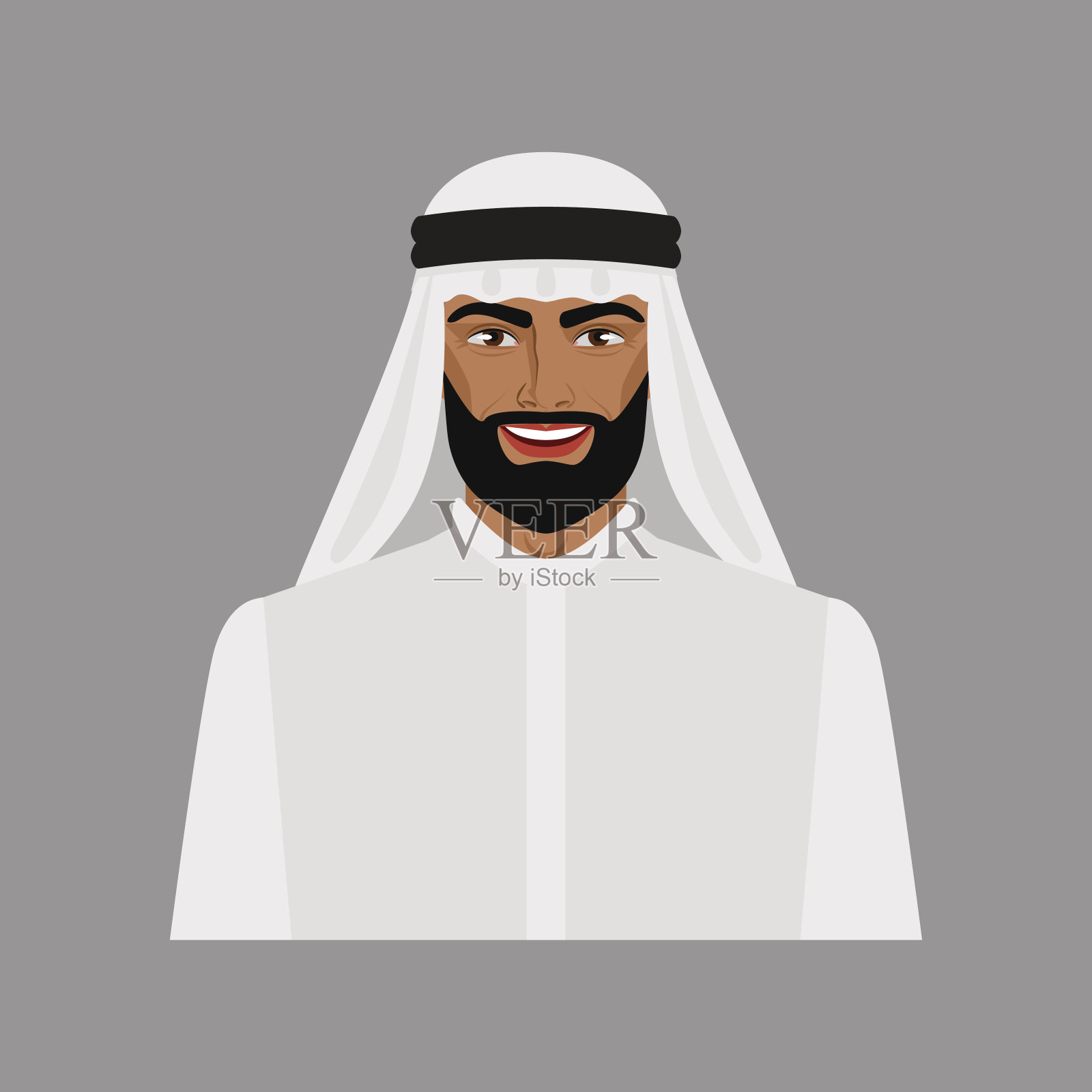 穿着传统服装的阿拉伯商人插画图片素材