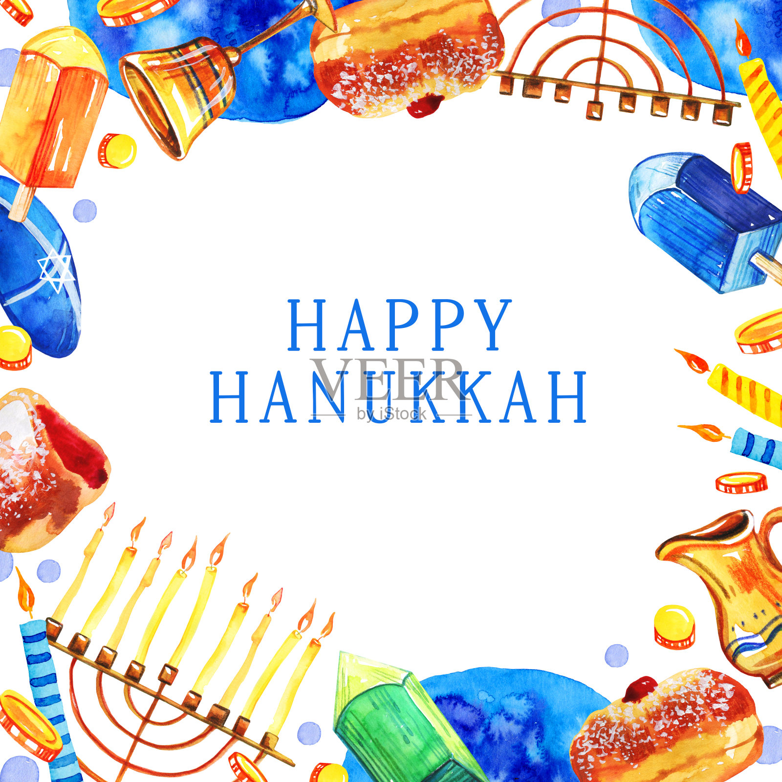 传统光明节物品方形边框设计模板水彩插画设计模板素材