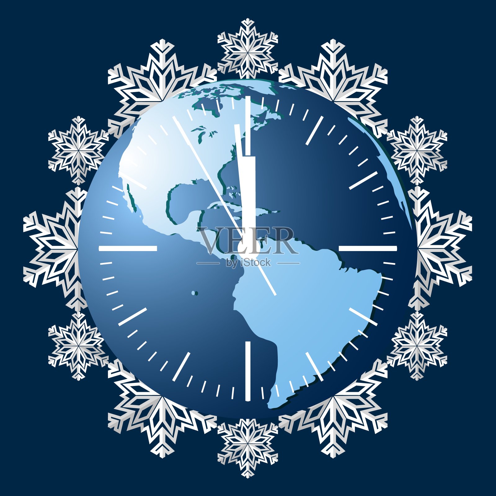 地球背景上的时钟表盘插画图片素材