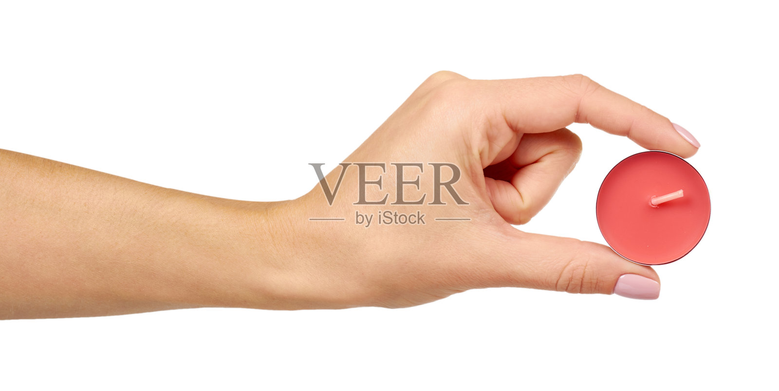 圆形彩色茶蜡烛。小烛光,装饰。照片摄影图片