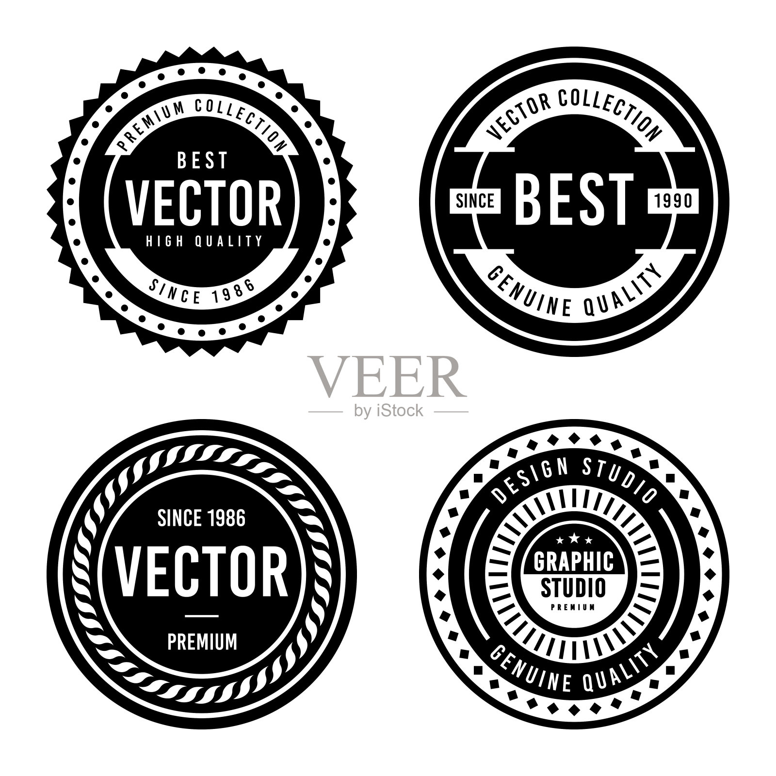 高级复古徽章设计集插画图片素材