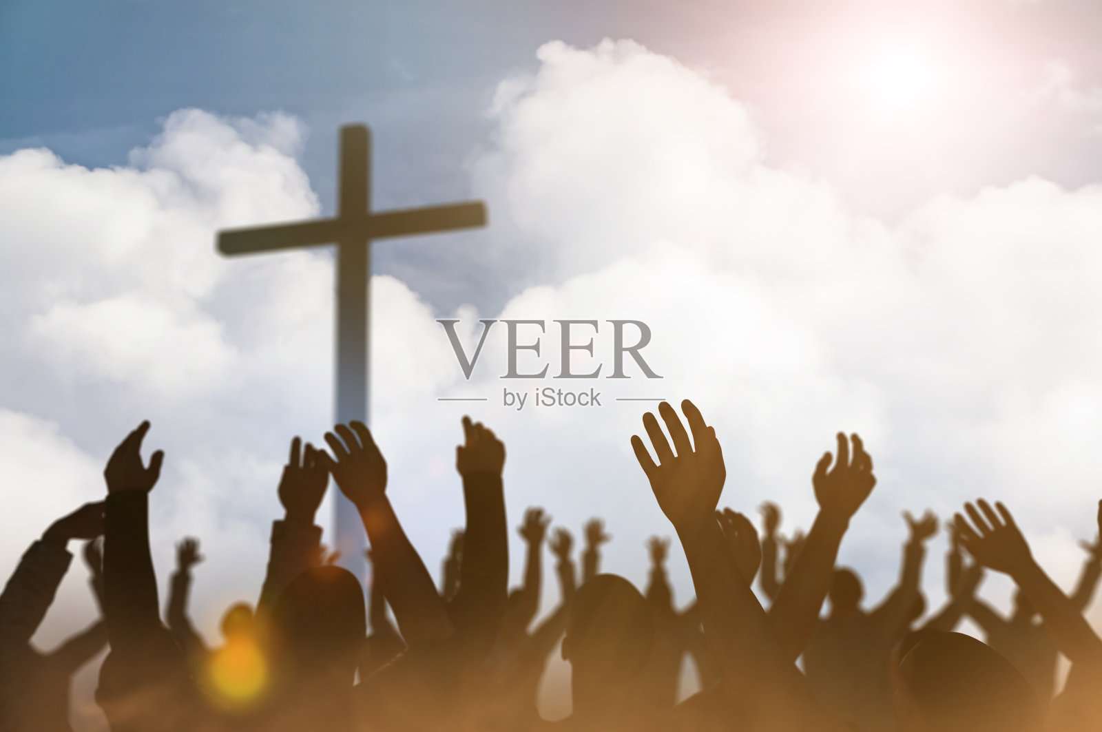 圣诞概念崇拜和赞美上帝3D渲染照片摄影图片